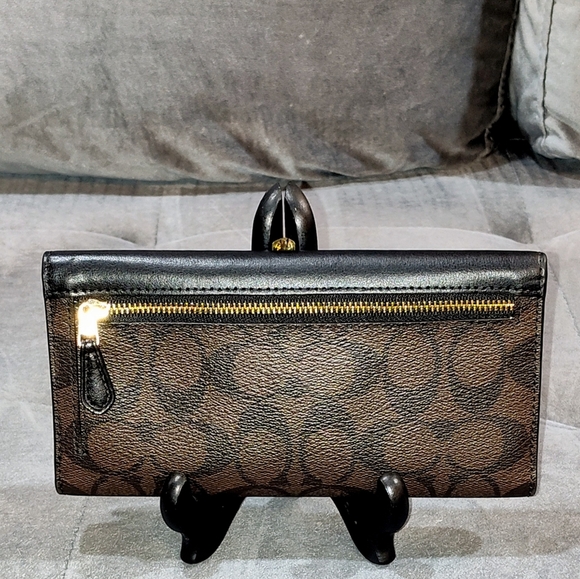 NWOT COACH SIGNATURE MONOGRAM TRI-FOLD LONG SNAP WALLET COATED CANVAS & LEATHER - Picture 12 of 15